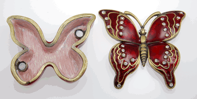 Red Butterfly Cremation Keepsake shown open